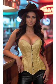 Lavish Gold Brocade Overbust Corset W/Busk Closure (size: 4X)