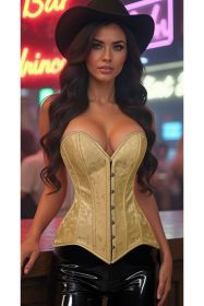 Lavish Gold Brocade Overbust Corset W/Busk Closure (size: large)