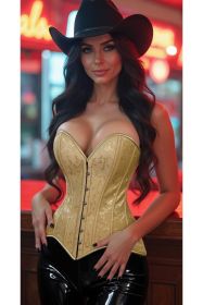 Lavish Gold Brocade Overbust Corset W/Busk Closure (size: 3X)