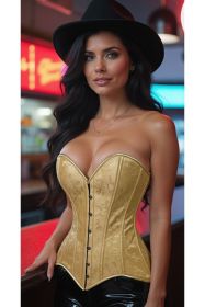 Lavish Gold Brocade Overbust Corset W/Busk Closure (size: XLarge)