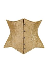 Lavish Gold Brocade Waist Cincher Under Bust Corset w/Front Busk Closure (size: small)