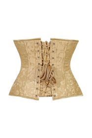 Lavish Gold Brocade Waist Cincher Under Bust Corset w/Front Busk Closure (size: large)