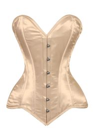 Lavish Gold Satin Overbust Corset Sweetheart Neckline Busk Closure (size: medium)