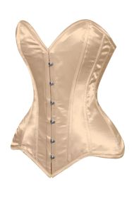 Lavish Gold Satin Overbust Corset Sweetheart Neckline Busk Closure (size: large)