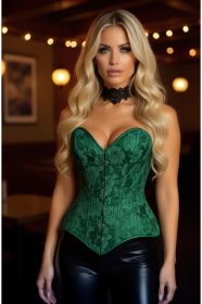 Lavish Green Lace Overbust Corset Sweetheart Neckline Busk Closure (size: XSmall)