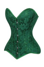 Lavish Green Lace Overbust Corset Sweetheart Neckline Busk Closure (size: medium)