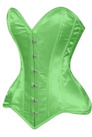 Lavish Green Satin Overbust Corset Sweetheart Neckline Busk Closure (size: large)