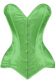 Lavish Green Satin Overbust Corset Sweetheart Neckline Busk Closure (size: medium)