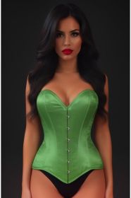 Lavish Green Satin Overbust Corset Sweetheart Neckline Busk Closure (size: XSmall)