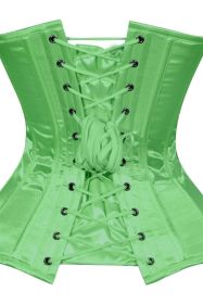 Lavish Green Satin Overbust Corset Sweetheart Neckline Busk Closure (size: XLarge)