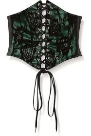 Lavish Green w/Black Lace Overlay Corset Belt Cincher (size: medium)