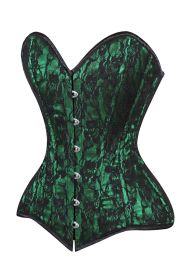 Lavish Green/Black Lace Overbust Corset Sweetheart Neckline Busk Closure (size: large)
