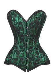 Lavish Green/Black Lace Overbust Corset Sweetheart Neckline Busk Closure (size: medium)