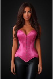 Lavish Hot Pink Satin Overbust Corset Sweetheart Neckline Busk Closure (size: small)