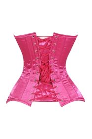 Lavish Hot Pink Satin Overbust Corset Sweetheart Neckline Busk Closure (size: 2X)