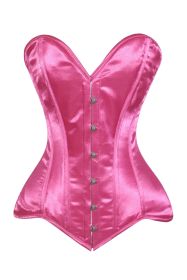 Lavish Hot Pink Satin Overbust Corset Sweetheart Neckline Busk Closure (size: large)
