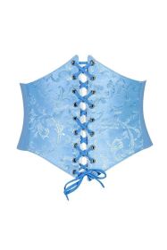 Lavish Lt Blue Brocade Corset Belt Cincher (size: small)