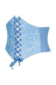 Lavish Lt Blue Brocade Corset Belt Cincher (size: medium)