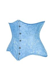 Lavish Lt Blue Brocade Waist Cincher Under Bust Corset w/Front Busk Closure (size: medium)