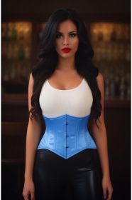 Lavish Lt Blue Satin Mini Cincher Underbust Corset Waist Cincher Busk Closure (size: XSmall)