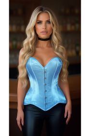 Lavish Lt Blue Satin Overbust Corset Sweetheart Neckline Busk Closure (size: medium)