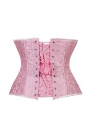 Lavish Lt Pink Brocade Waist Cincher Under Bust Corset w/Front Busk Closure (size: medium)