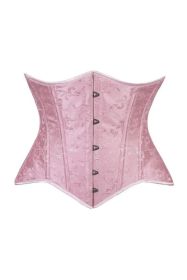 Lavish Lt Pink Brocade Waist Cincher Under Bust Corset w/Front Busk Closure (size: XSmall)