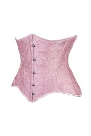 Lavish Lt Pink Brocade Waist Cincher Under Bust Corset w/Front Busk Closure (size: small)