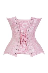 Lavish Lt Pink Lace Overbust Corset Sweetheart Neckline Busk Closure (size: 6X)