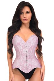 Lavish Lt Pink Lace Overbust Corset Sweetheart Neckline Busk Closure (size: 2X)