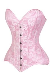 Lavish Lt Pink Lace Overbust Corset Sweetheart Neckline Busk Closure (size: 5X)