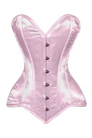 Lavish Lt Pink Satin Overbust Corset Sweetheart Neckline Busk Closure (size: large)