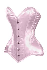 Lavish Lt Pink Satin Overbust Corset Sweetheart Neckline Busk Closure (size: XLarge)