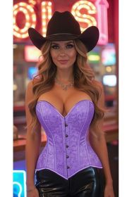 Lavish Lt Purple Brocade Overbust Corset W/Busk Closure (size: 3X)