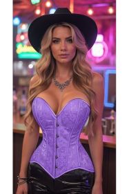 Lavish Lt Purple Brocade Overbust Corset W/Busk Closure (size: large)