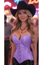 Lavish Lt Purple Brocade Overbust Corset W/Busk Closure (size: medium)
