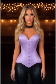 Lavish Lt Purple Satin Overbust Corset Sweetheart Neckline Busk Closure (size: medium)