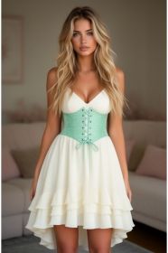 Lavish Mint Green Brocade Corset Belt Cincher (size: XSmall)