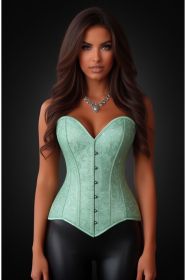Lavish Mint Green Brocade Overbust Corset W/Busk Closure (size: small)