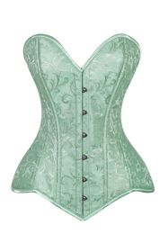 Lavish Mint Green Brocade Overbust Corset W/Busk Closure (size: medium)