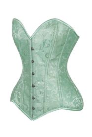 Lavish Mint Green Brocade Overbust Corset W/Busk Closure (size: large)