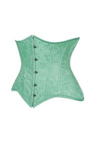 Lavish Mint Green Brocade Waist Cincher Under Bust Corset w/Front Busk Closure (size: medium)