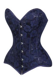 Lavish Navy Blue Lace Overbust Corset Sweetheart Neckline Busk Closure (size: medium)