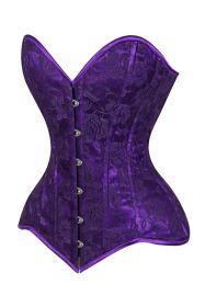 Lavish Purple Lace Overbust Corset Sweetheart Neckline Busk Closure (size: medium)