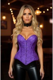 Lavish Purple Lace Overbust Corset Sweetheart Neckline Busk Closure (size: XSmall)
