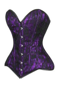 Lavish Purple/Black Lace Overbust Corset Sweetheart Neckline Busk Closure (size: large)