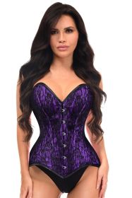Lavish Purple/Black Lace Overbust Corset Sweetheart Neckline Busk Closure (size: small)