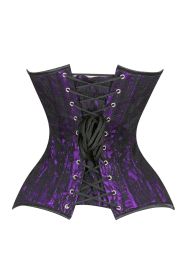 Lavish Purple/Black Lace Overbust Corset Sweetheart Neckline Busk Closure (size: XLarge)