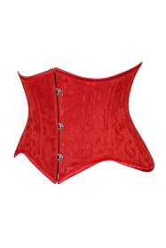 Lavish Red Brocade Mini Cincher Underbust Corset Waist Cincher Busk Closure (size: small)