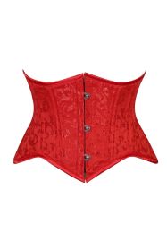 Lavish Red Brocade Mini Cincher Underbust Corset Waist Cincher Busk Closure (size: XSmall)
